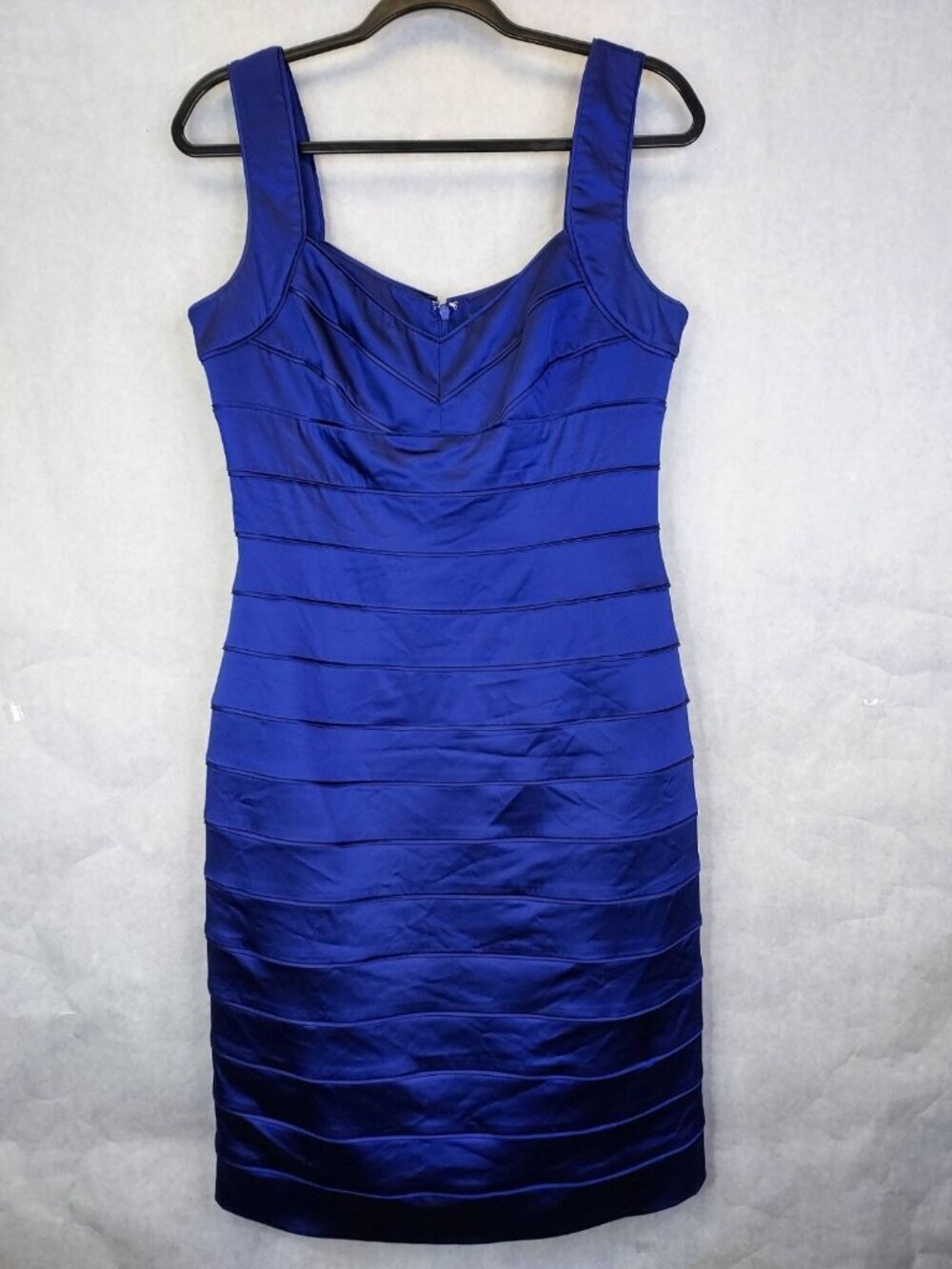 LRL Ralph Lauren Cocktail Dress Women's 10 Midi Satin Sleeveless Bandage Bodycon